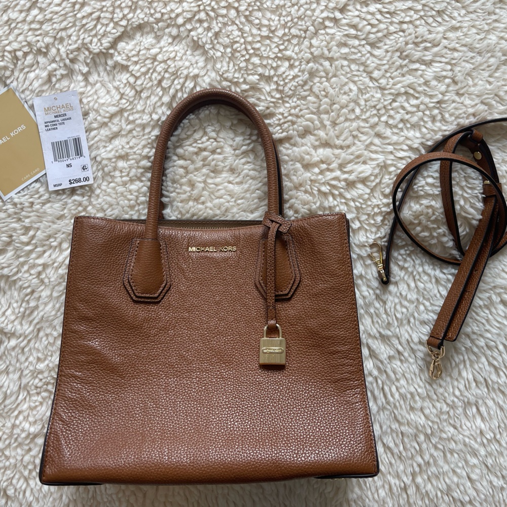 Michael Kors Medium Convertible Brown Leather Tote - Like new with tags!